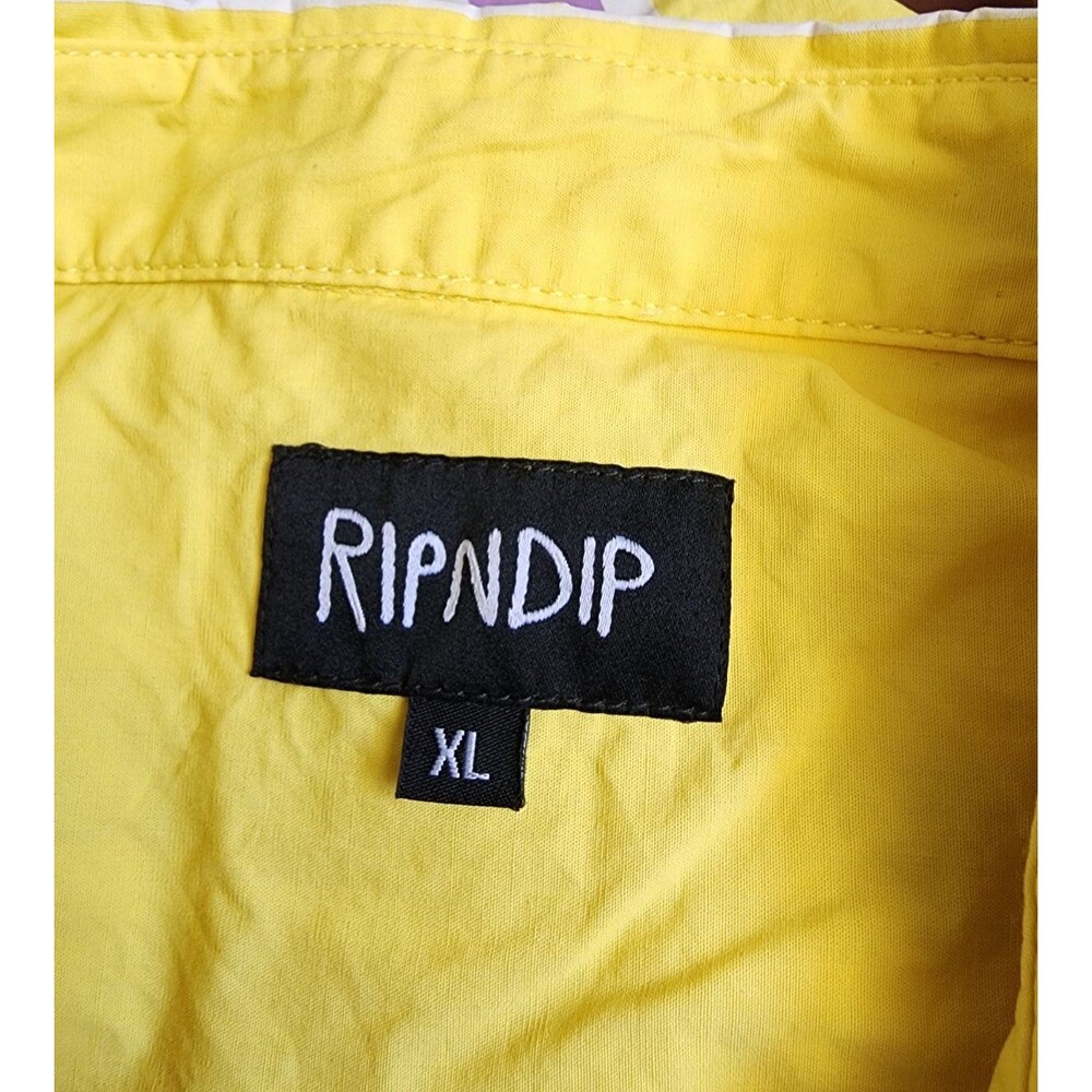 RipNDip Casual Button Front Shirt Size XL Yellow Stripe Unisex - Picture 7 of 10